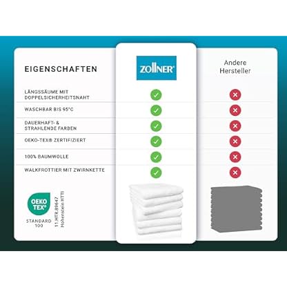 ZOLLNER 9tlg. Handtuch Set aus 6X Handtücher (ca. 50x100 cm), 3X Duschtücher (ca. 70x140 cm), besonders weich und saugstark, waschbar bis 95°C, Baumwolle, weiß – Bild 5