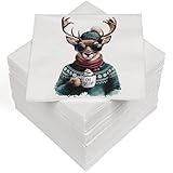 HEKU 100 Servietten, 3-lagig, 33x33cm, Weihnachtselch I Saugstark und praktisch verpackt I Breite Auswahl I Ideal für besondere Anlässe