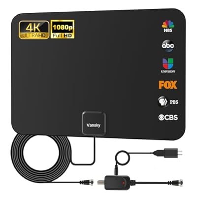 TV Antenna Indoor, Digital Amplified Indoor HDTV Antenna, 1080p VHF UHF Television Local Channels Detachable Signal Amplifier and 16.5ft Long Coax Cable