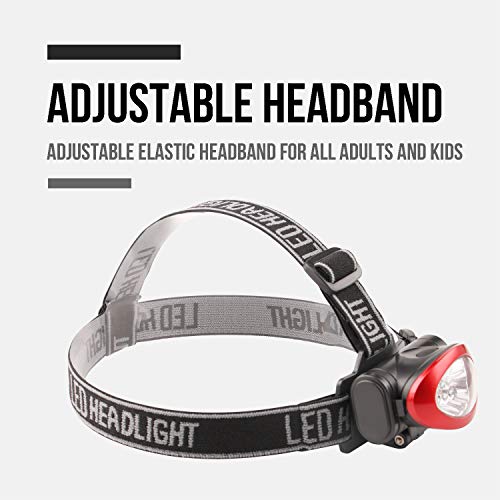 Lichamp Headlamp, 10 Pack 12 LED 3 Mode Portable Head Lamp Flashlight, Outdoor Lightweight Durable Headlight for Running, Camping, Reading, Fishing, Hunting, Walking, Jogging, Black + Red Color - Image 6