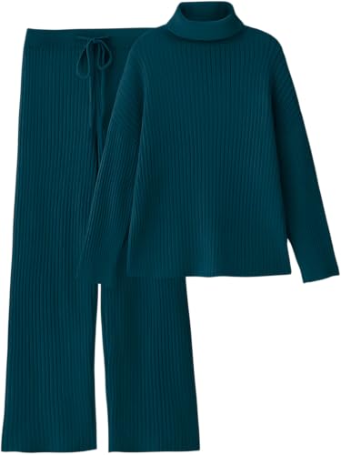 Image of TYSORT Women's Winter Woolen Turtleneck Sweater with Pajama | Warm Winter Wear Cord Set | Woolen Tracksuit Loungewear Set