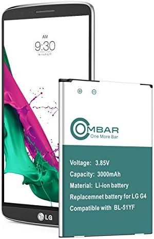 OMBAR 3000mAh Replacement BL-51YF Battery for LG G4，Fit VS986 (Verizon), D810 (at&T), LS991(Sprint), D811 (T-Mobile), US991 (US Cellular) 【24 Month Warranty】