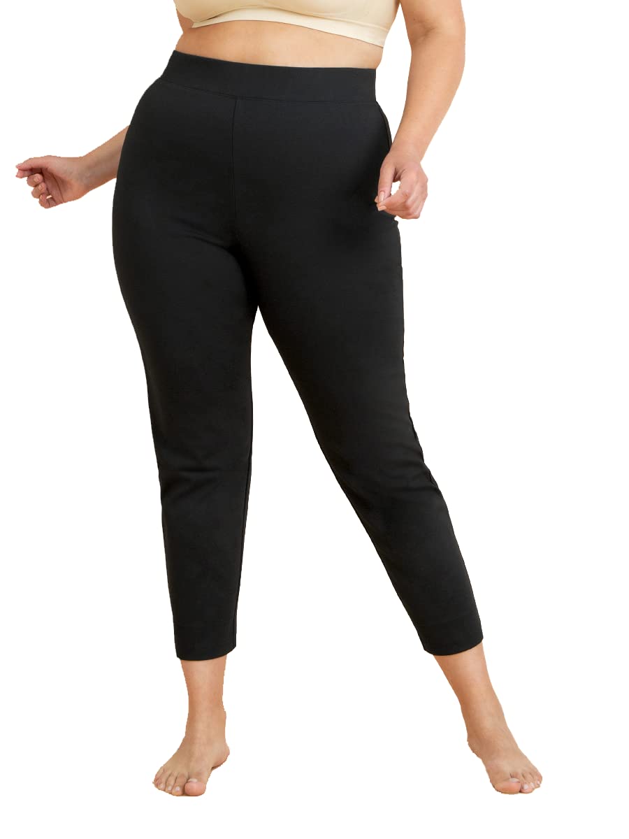 SHAPERMINTSlim-Leg Shaper Pant - Black Sculpting Work Pants for Women with Tummy Control and DIY Hem