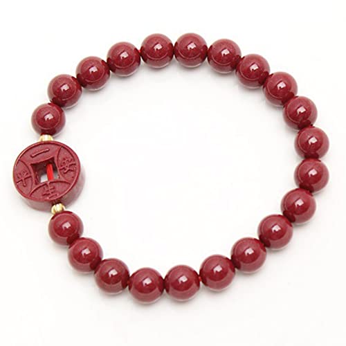 Feng shui 8 mm avec perles de cristal de cinabre rouge pour homme femme