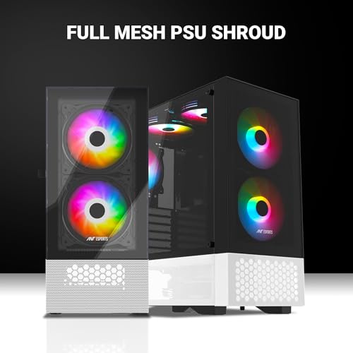 Image of Ant Esports Pepper 5F Mid-Tower Dual Color Computer Case /Gaming Cabinet - Black /White | Support ATX, Micro-ATX, Mini-ITX | Pre-Installed 5 ARGB Fans