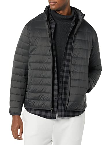 Amazon Essentials Lightweight Water-Resistant Packable Puffer Jacket Chaqueta, Gris Oscuro, L