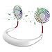 Hands Free Portable Neck Fan - Rechargeable Mini USB Personal Fan Battery Operated with 3 Level Air Flow, 7 LED Lights for Home Office Travel Indoor Outdoor (White)