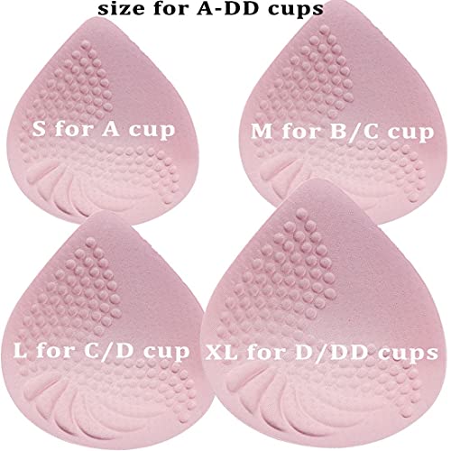 Prettywell Bra Pads Inserts, 2 Pairs Latex Bras Inserts For Sports Bras, Bra Cups Inserts For Bikini Tops (Pink, L) #TOP3