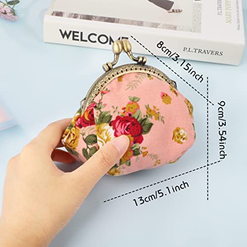 Oyachic Printed Coin Purse Vintage Pouch Buckle Clutch Bags Kiss-Lock Change Purse Floral Clasp Closure Wallets For Women #TOP6