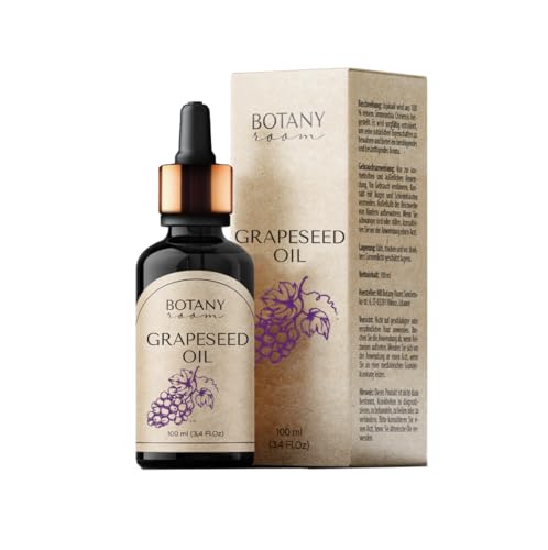 Aceite de semilla de uva orgánico para la piel, 100 ml, 100% puro, prensado en frío, cuidado para la cara, el cuerpo, el cabello, para piel seca y sensible, en calidad premium BotanyRoom