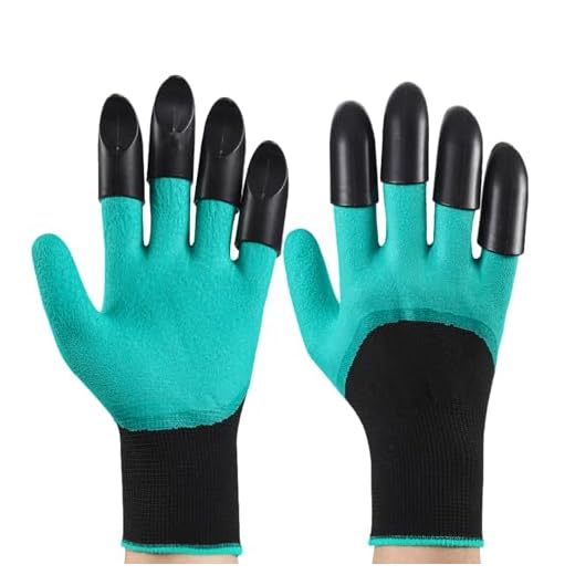 SuperAuriga Gartenhandschuhe mit Krallen – rutschfest und langlebig zum Pflanzen, Graben, Jäten (Grün, Mit Klauen)