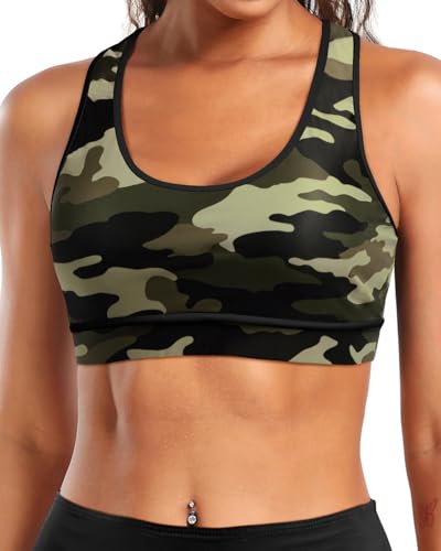 Image of Holipick Women's Sports Bra Bikini Tops Racerback Swim Top Scoop Neck Bathing Suits Top Modest Padded Crop Tops Swimsuit Only