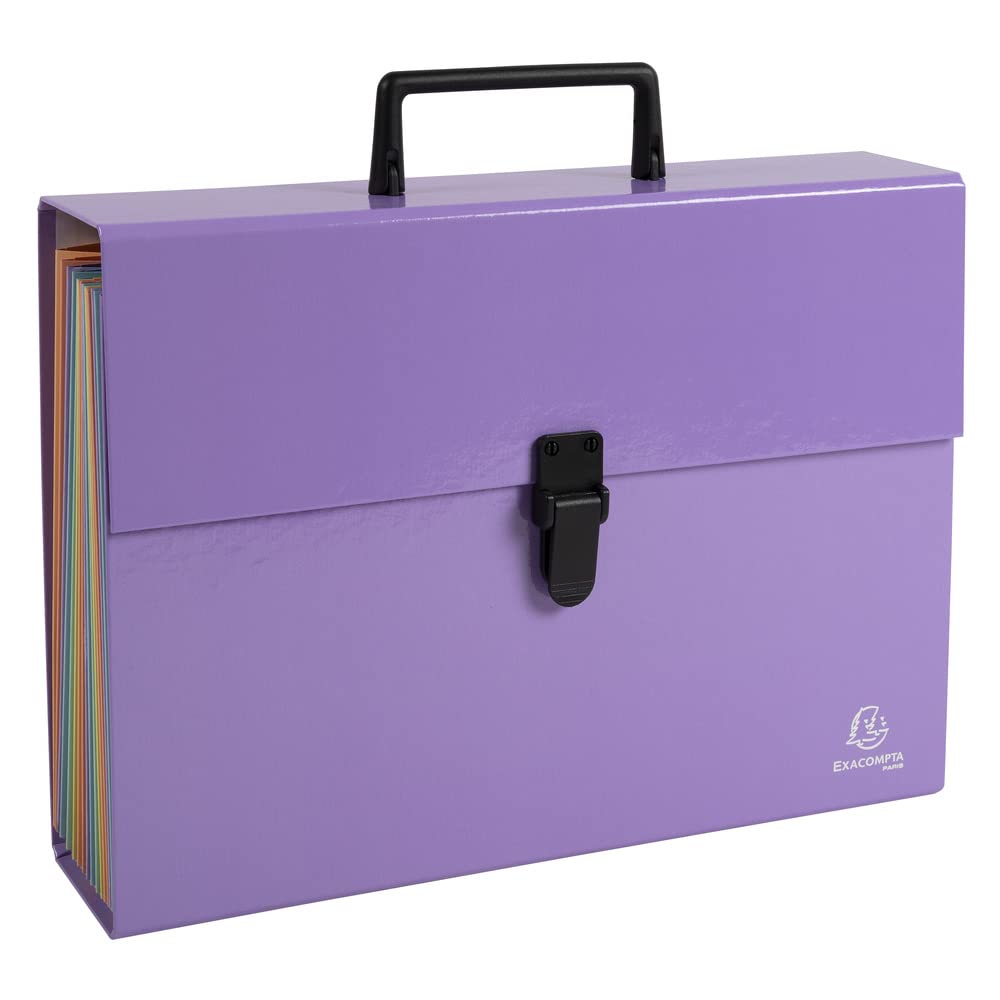 Exacompta Trieur Valisette 58420E Avec Poignée - 20 Compartiments A4, Fermeture Bouton Poussoir, Couleurs Aléatoires