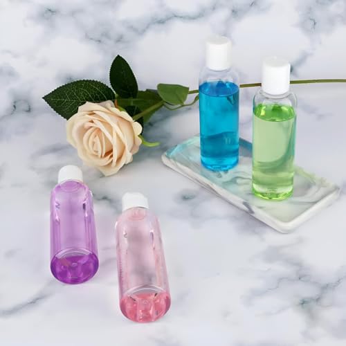 Image of MAPPERZ Empty Clear Refillable Bottles Travel Size, Cosmetic Containers Small Leak Proof Squeeze Bottles with White Flip Top Cap for Toiletries, Shampoo, Round, 100ml, Pack of 3