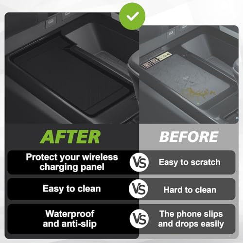Image of Muslogy Center Console Inserts Compatible with 2025 2026 Toyota Camry Accessories, Center Console Wireless Charger Protective Mat Liner Anti-Slip Phone Charge Area Charging Protection