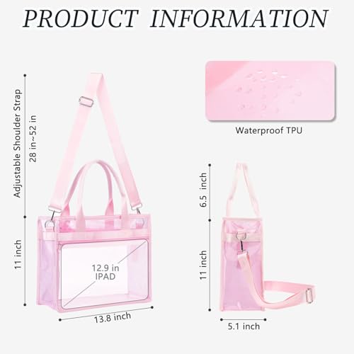 Image of Fammart Clear Bags Stadium Approved, Jelly Tote Bag for Women with Zipper, Crossbody Bag with Adjustable Strap for Work