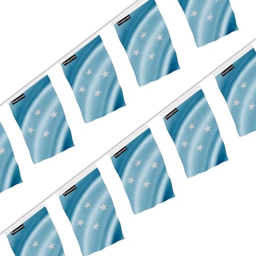 Guirlande Drapeau États fédérés de Micronésie avec 50 pavillons de taille moyenne 18x28cm