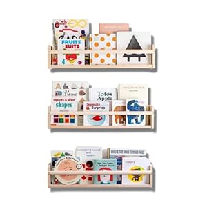 Mami Montessori Boekenkast van hout voor kinderen, 3 planken voor kinderkamer, slaapkamer, strips, schriften, tekeningen…