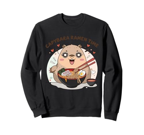 Lindo carpincho kawaii comiendo fideos ramen japoneses anime Sudadera