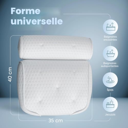 Coussin Baignoire • Coussin de bain Ergonomique & décontractant pour les muscles Premium • Oreiller de Bain • Nouvelle mousse spéciale 5D • Design Allemand • Oreiller bain avec Technologie 5D Air Mesh – vue 8