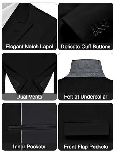 MAGE MALE Men's 2 Piece Suit Elegant Solid Double Breasted Slim Fit Tuxedo Suit with Blazer and Pants3