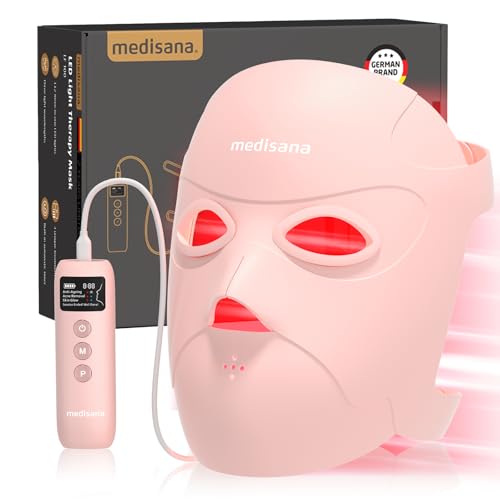 Medisana 3D Red Light Therapy for Face, 336 LEDs with 3 Modes - NIR 830nm, Red 630nm, Blue 415nm - 3D Ergonomic Silicone Design, Cordless & Rechargeable LED Face Mask, Skincare Gifts for Women