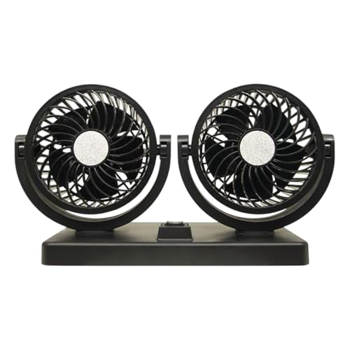 Ventiladores de autos que soplan aire frío, ventilador de autos portátiles,Ventilador de autos USB con 2 cabezas | Dispositivo de enfriamiento automático ajustable, accesorios interiores rotativos de
