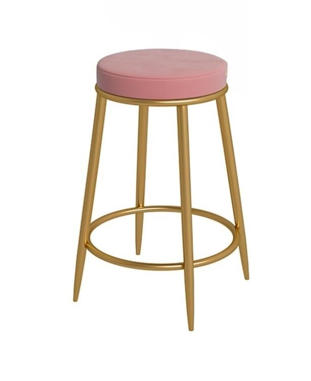 Luxurious Velvet Barstools for Coffee/Tea/Milk Shop Bar Stools Multi-Purpose Seating Home and Office Stylish Counter Stools Accent Kitchen Soft Seating (55 cm, Pink)-image-17