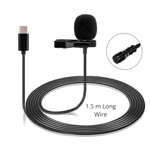 Image of yantralay Camera Lavalier Clip on Microphone for DJ I Os mo Action 6 /5 /4 /3 | Type-C Collar Clip Microphone 1.5M Cable Length | Plug & Play Mic for Os mo Action 6 /5 /4 /3 Accessories