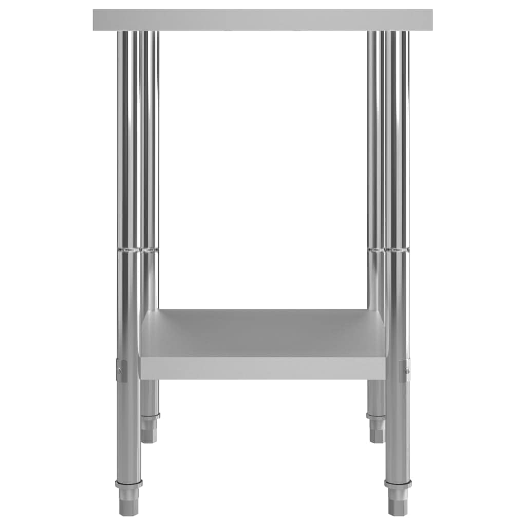 Mesa de trabajo de cocina de acero inoxidable, 60 x 60 x 85 cm, con patas ajustables, para restaurante o restaurante