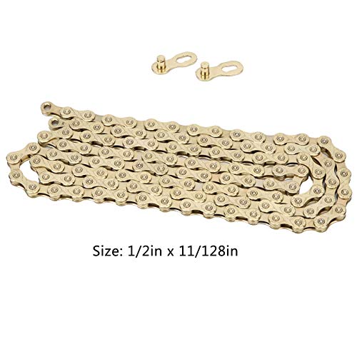 Alomejor Mountain Bike Chain with PowerLink Chain Connector for 10 Speed Adjustable Road Replace(gold) - Image 3