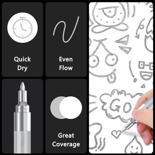 Image of SFAIH Acrylic Paint Pens, 0.7mm Extra Fine 2-3mm Medium Tips, 8 Count Pens