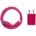 Produktbild i! USB Netzteil 5V 1A + 2m Nylon USB Ladekabel Datenkabel Set kompatibel mit [Apple iPhone XS XR XS Max X 10 8 8 Plus 7 7 Plus 6S 6S Plus 6 6 Plus 5S 5C 5 SE, iPad | iPod] pink