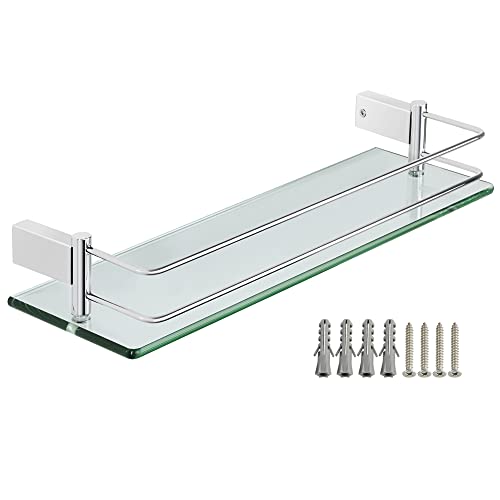 Miniatura 7 de Sayayo Estanteria Baño, Estanteria Ducha Cristal Pared Accesorios Baño Champú Organizador Baño Pulido Acero Inoxidable Soporte De Ducha De Vidrio Para Baño 400mm X 130mm X 66mm, Egc1000-40-C