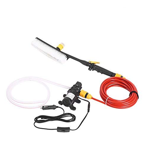 Electric Washer Kit, DC 12V 70W Portable 4.0L/min High Pressure Car Washer Cleaner Water Wash Pump Sprayer Kit Wash Brush Set for Auto, Marine, Window, and Gardening