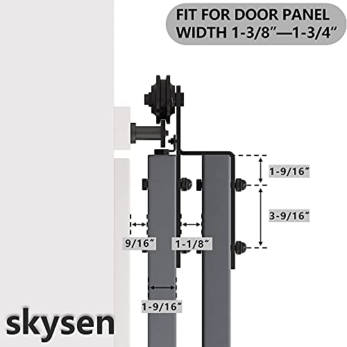 skysen Heavy Duty Sliding Barn Door Hardware Single Track Bypass Double Door Kits Roller Set (Bypass I Hanger Set)