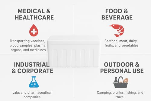 Image of 10 Litre Insulated Ice Box for Food, Medicine, Vaccines, Beverages | Hot & Cold Storage Container | Polypropylene Chiller Box for Travel, Camping, Office, Outdoor Use
