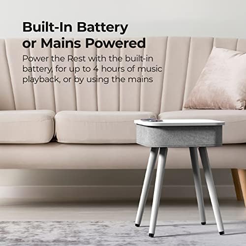 i-box Portable Smart Side Table Bluetooth Speaker With Wireless & USB Charging Dock (Square White)