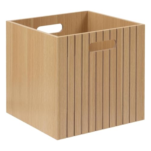 5five - Boîte de Rangement Cube Tasso - Bois Clair, 31 x 31 x 30 cm - Modulable avec Poignées, Pour Meuble à Casiers, Étagère