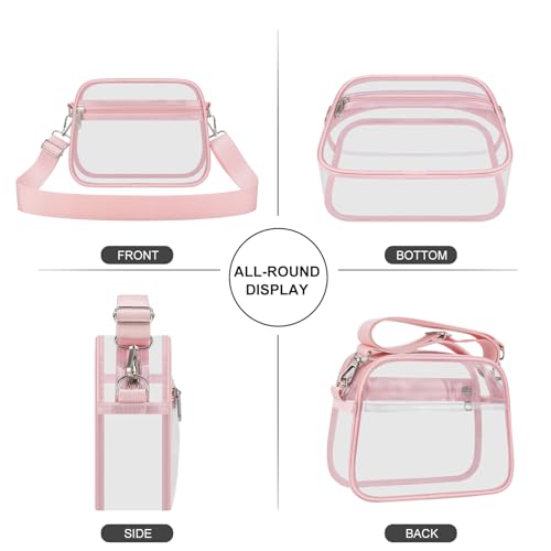 Image of Clear Bag for Stadium Events Clear Sports Fan Handbags Purses with Adjustbale Strap for Concerts Festivals Game Day