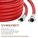 Venussar 3/4 Inch x 100 FT Red Jackhammer Air Hose with Male NPT Nipple and Female NPT Air Hose Fitting, 3/4 Inch Rubber Pneumatic Hose Assembly for Jack Hammers, Air Tools