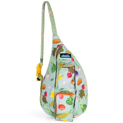 KAVU Mini Slingback Pack with Adjustable Rope Shoulder Strap, Veggie Toss - Detailed View