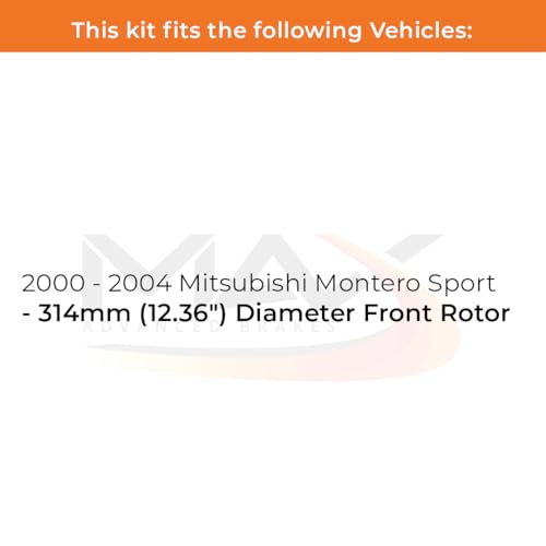 Image of Max Advanced Brakes Front Brake Kit Compatible With 2000-2002 2003 2004 Mitsubishi Montero Sport w /12.36 inch Front Rotor Replacement Premium OE Disc Brake Rotors and Ceramic Brake Pads