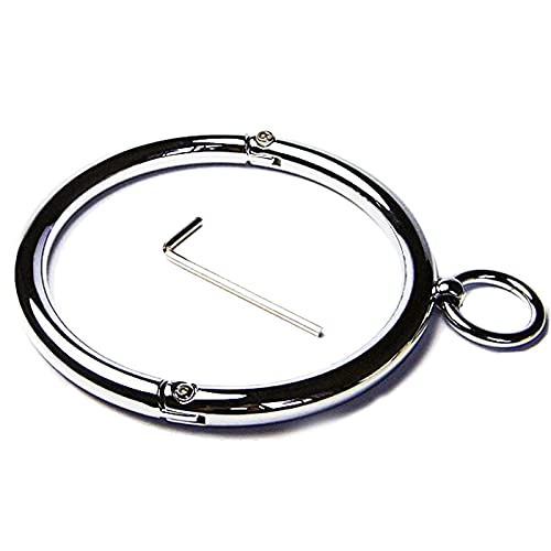 ZWBHSH Metall Halsband Bondage Choker ​Halsband Abnehmbaren O-Ring Fetisch Folter Sklave Sexspielzuege Mit Traktionsring Sm Extrem Fesseln Sex Set Für Paare Frauen Männer,Women12mm Silver