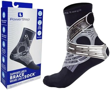 PowerStep Dynamic Ankle Stability Sock, Ankle Brace and Compression Sock, for Flexibility, Support and Injury Prevention