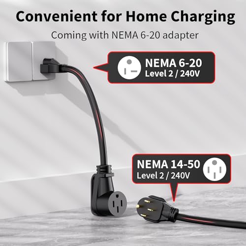 Unitek Level 2 EV Charger Electric Vehicle Charging Station 25FT Charging Cord Portable EV Charger 40A 110V-240V for J1772 Evs NEMA 4-15 NEMA 6-20 Plug Current Adjustable Reservation Charging UL