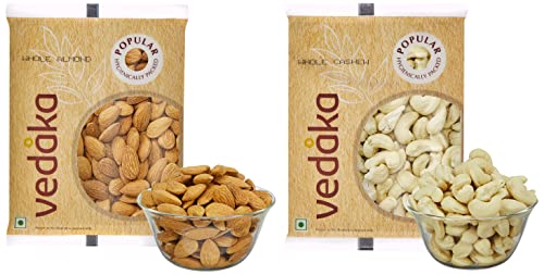 Image of Amazon Brand - Vedaka Dry Fruits Combo | 400 Gram | 200 Gram Each - Premium Almonds And Cashews