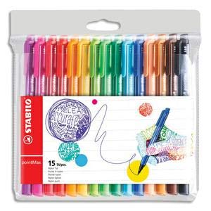 STABILO Textmarker PointMax, mittlere Spitze, verschiedene Farben, 15 Stück