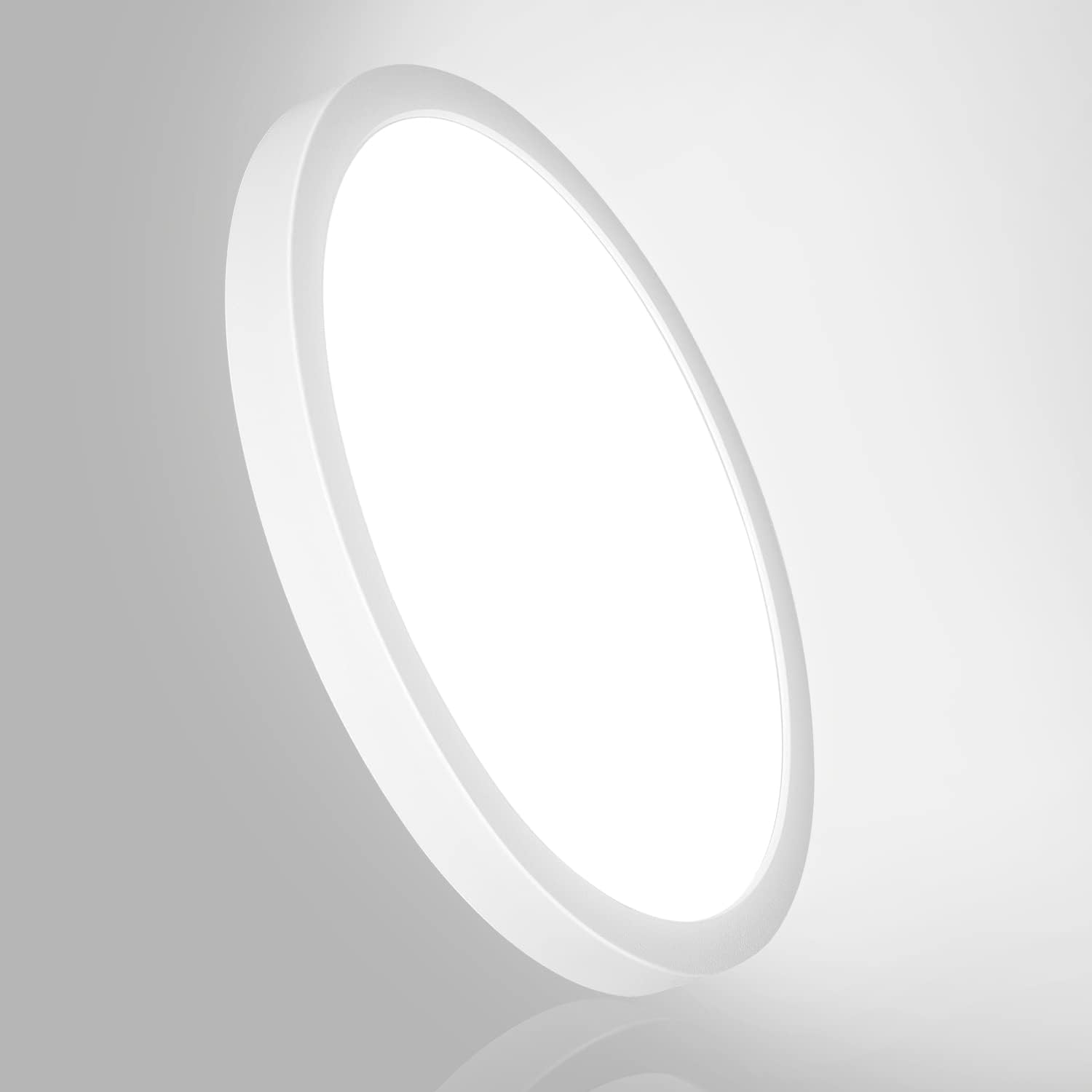 DLLT 24W Flush Mount LED Ceiling Light, 12in Ultra Thin Close to Ceiling Light Fixture for Living Room Bedroom Kitchen Hallway Bathroom Lighting, 6000K Daylight White, Round