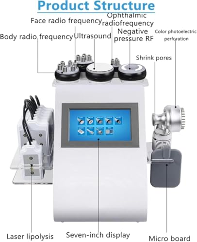 Máquina de cavitación - Masajeador profesional de elevación de la piel, radiofrecuencia y dispositivo de vacío multipolar para esculpir y contornear el cuerpo